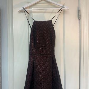 BCBG Geometric Black/ Metallic Undertone strappy dress